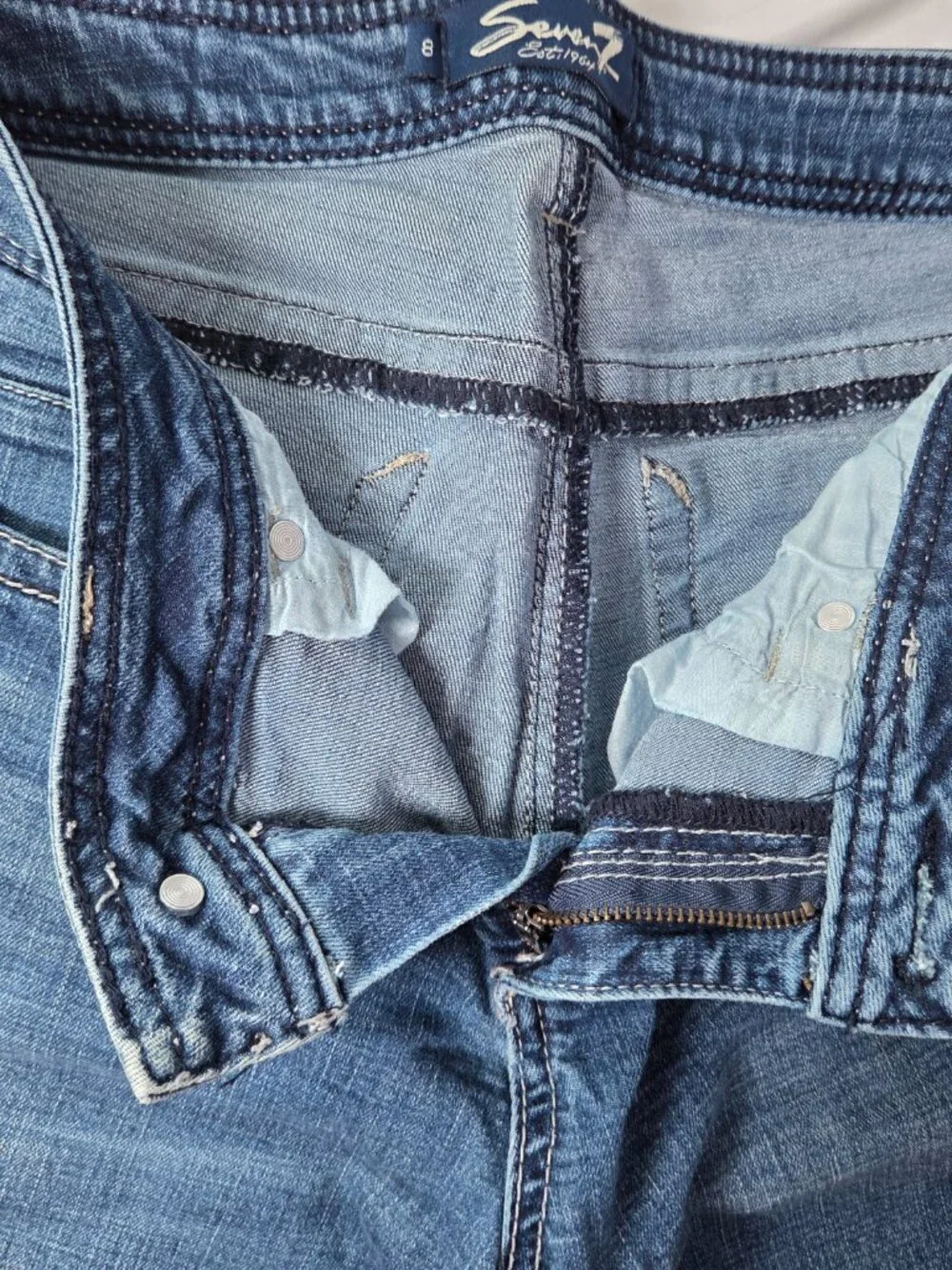 Denim Jean Shorts Medium Wash Mid-Waist Sz 8 by Seven7